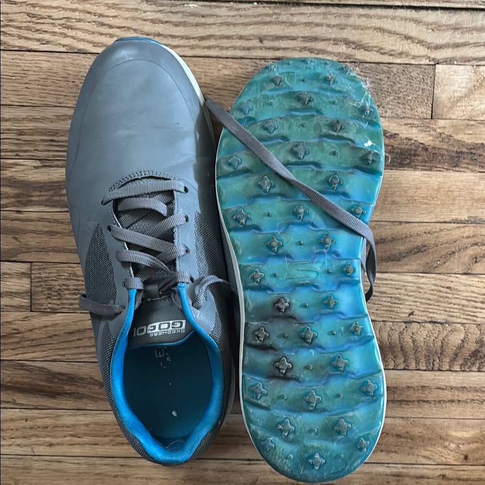 Sketchers Men's Gray and Teal Golf Shoes